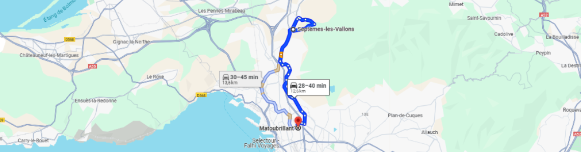 Itinéraire Septèmes-les-Vallons à Matoubrillant